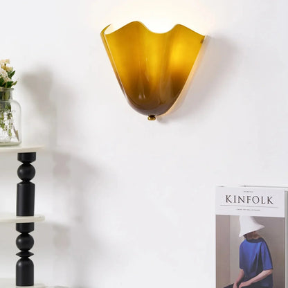 Vintage Glass Wall Lamp in Floral Shade