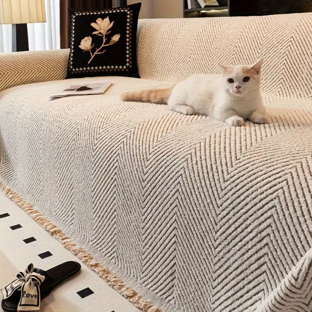 Stylish Sofa Cover with Classic Weave Design - Fesara