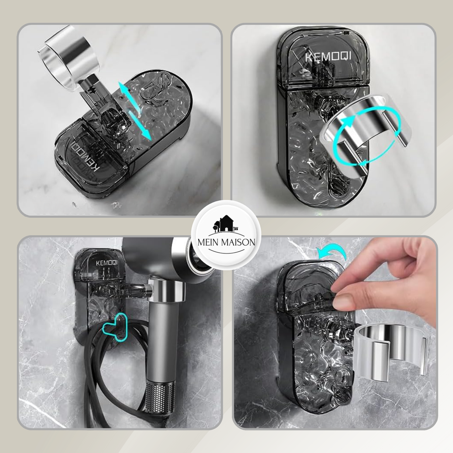 Easy Install Hair Dryer Wall Mount