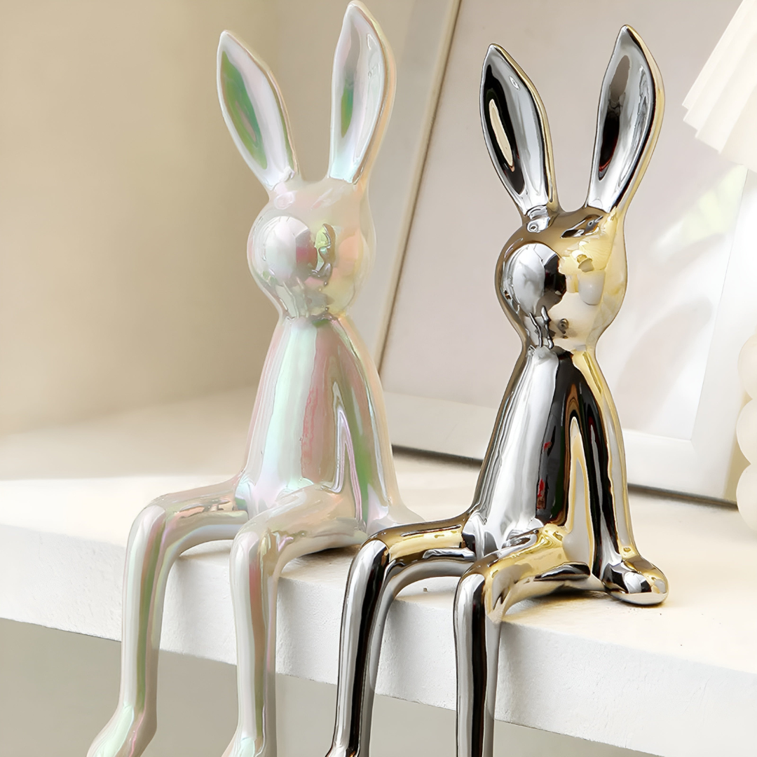 Glossy White Bunny Decoration Figurine