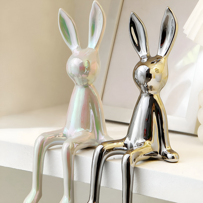 Glossy White Bunny Decoration Figurine