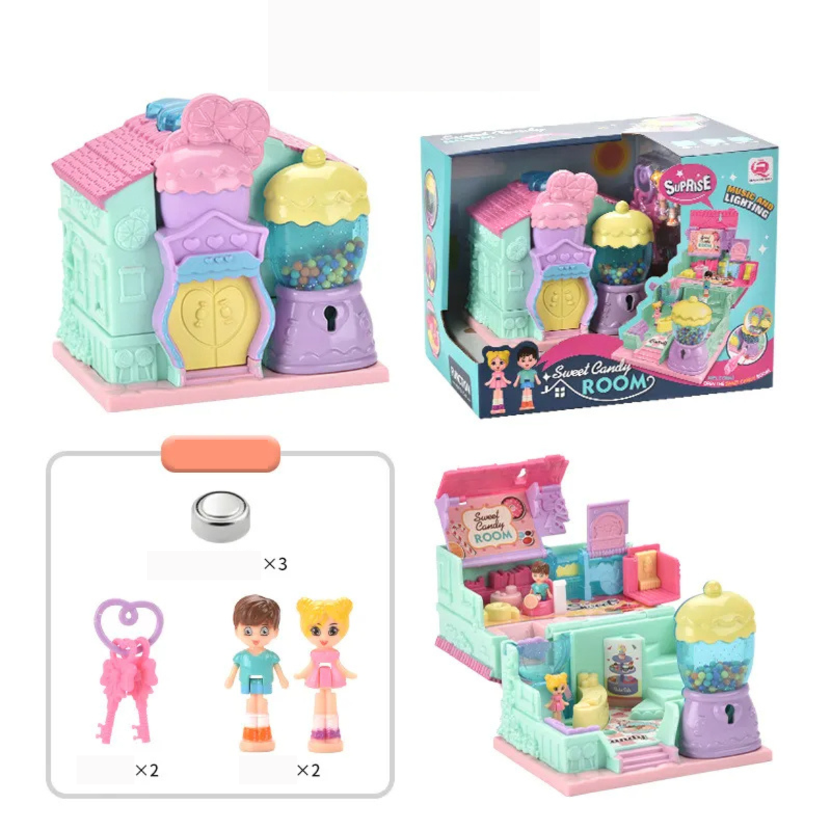 Mini Dollhouse Playset with Café and Rooms for Girls