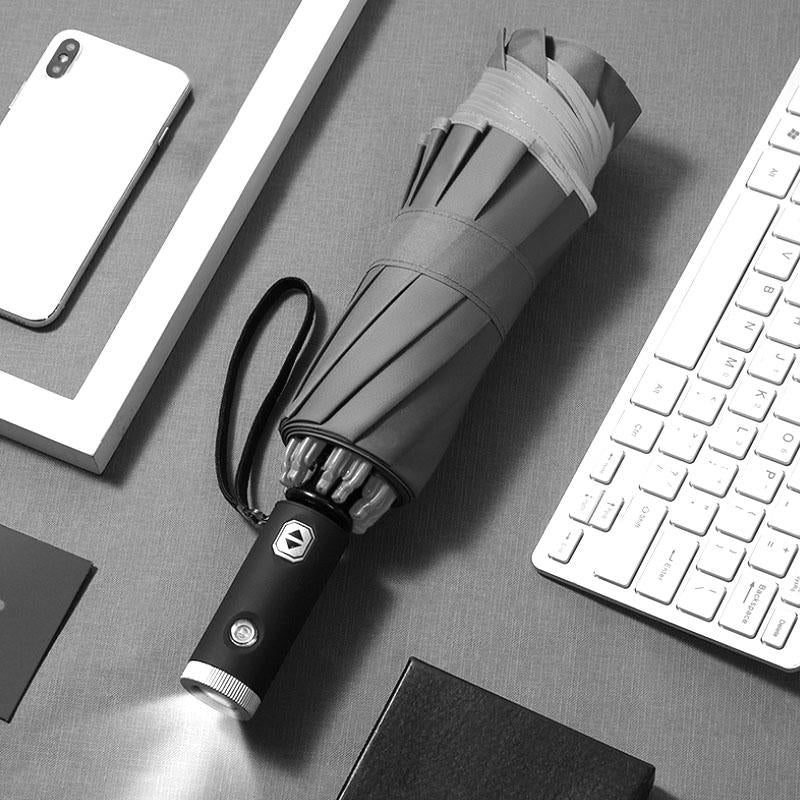 Compact Windproof Umbrella with Reflective Strip - Fesara
