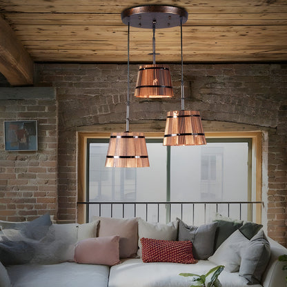 Rustic Wood Pendant Light for Home Bar Decor
