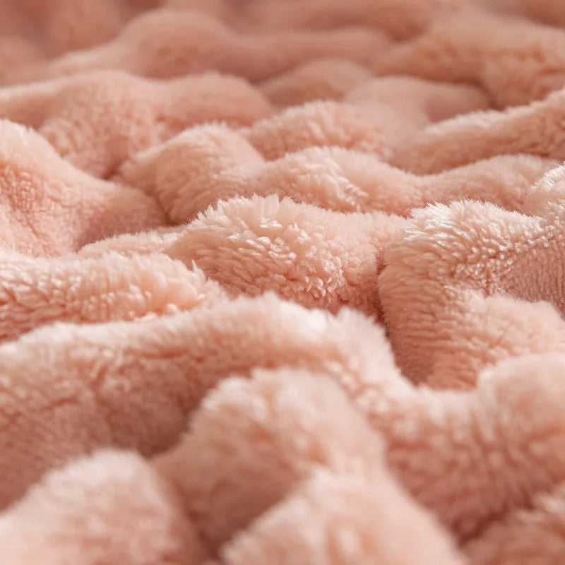 Plush Soft Bubble Fleece Throw Blanket - Fesara