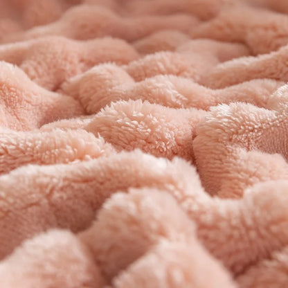 Plush Soft Bubble Fleece Throw Blanket - Fesara