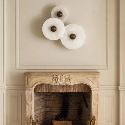 Round White Metal Wall Light