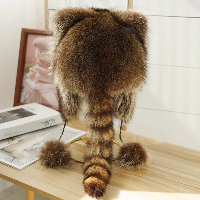 Adorable Faux Fur Raccoon Family Hat