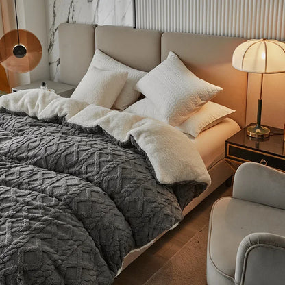 Plush Double Sided Soft Duvet Cover Set