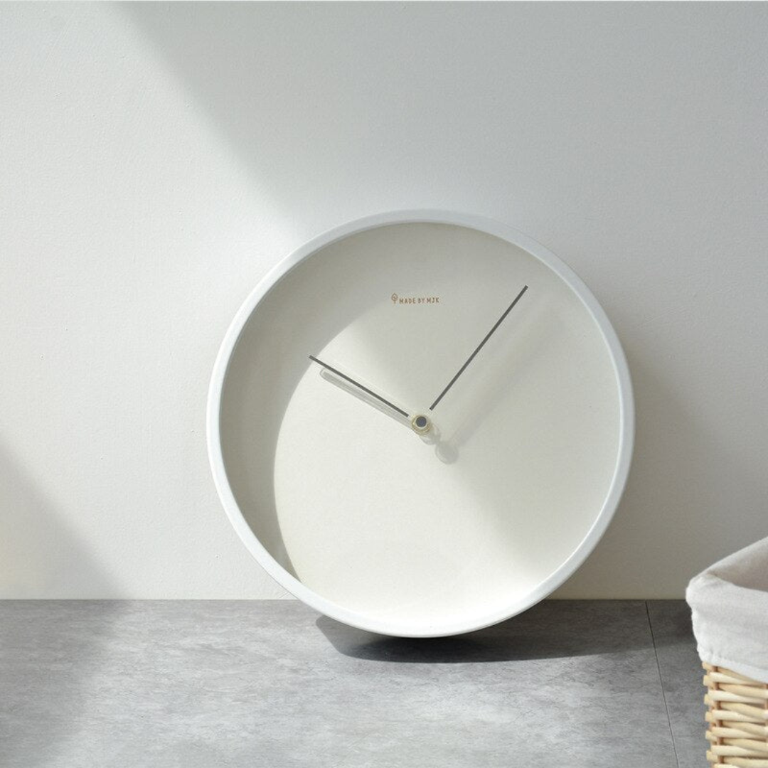 Simple White Wooden Wall Clock - Fesara