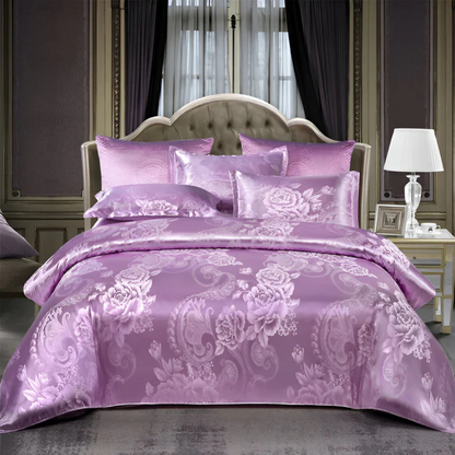 Soft Floral Pattern Satin Duvet Cover Set