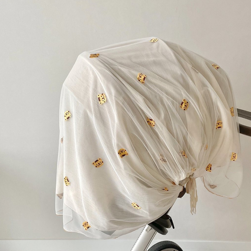 Baby Stroller Canopy with Muslin Fabric & Bug Net