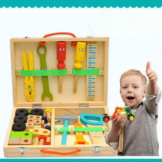 Kids Wooden Tool Box Set - Fesara