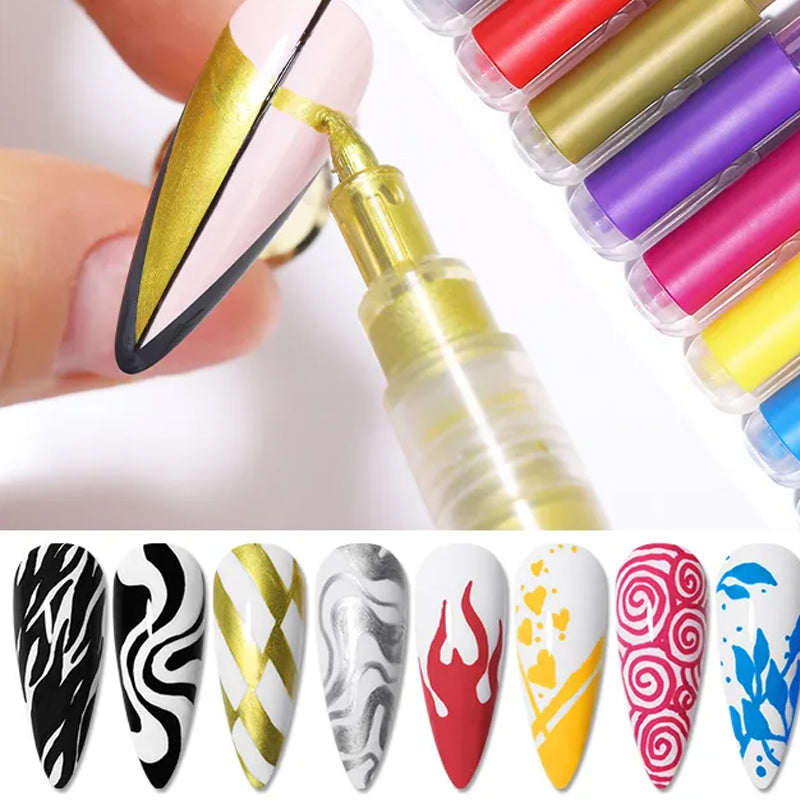 Fesara | Slim 12 Shade Curved Nail Art Pen