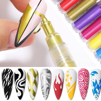 Fesara | Slim 12 Shade Curved Nail Art Pen