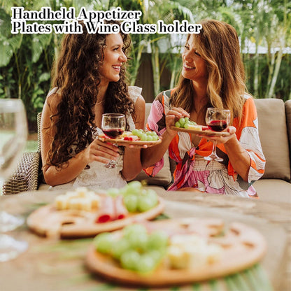 Stylish Snack Plate with Wine Glass Holder