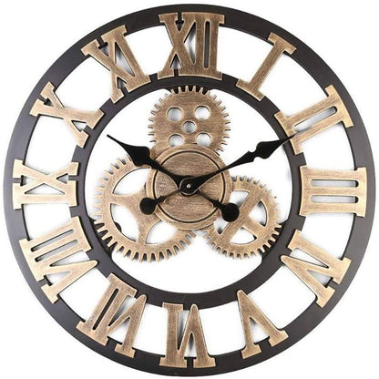 Large Vintage Metal Wall Clock with Quiet Quartz Mechanism