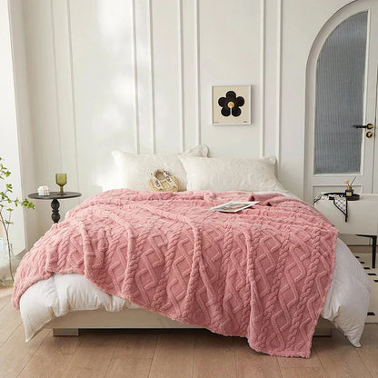 Plush Reversible Woolen Throw Blanket