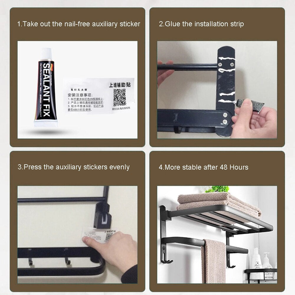 Space Saving Bathroom Folding Towel Holder Rack