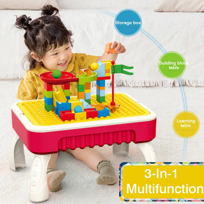 Kids Art Table with Blocks and Drawing Space