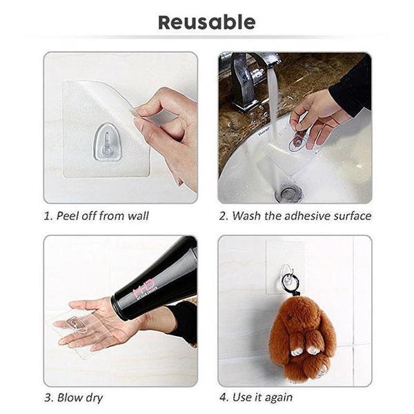 Strong Adhesive Removable Wall Hooks (20 Pack)