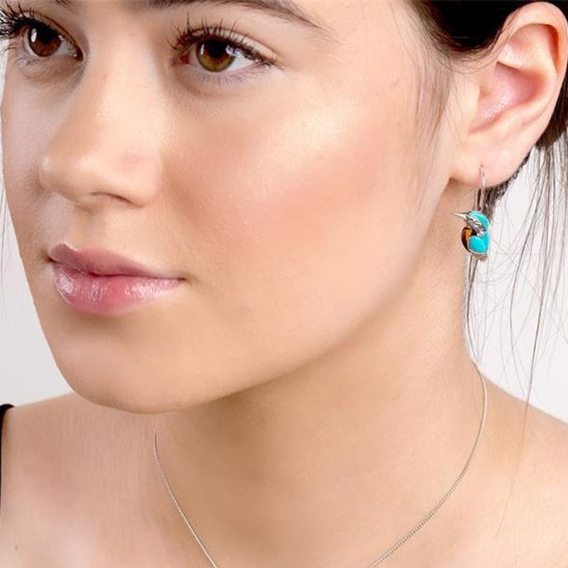 Unique Blue Bird Drop Earrings