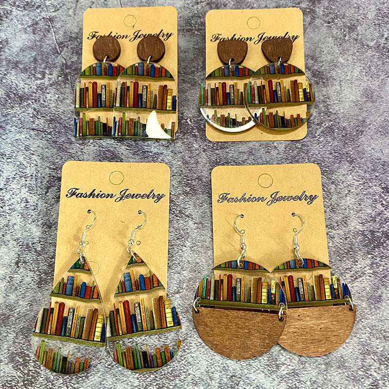 Simple Wooden Book Earrings