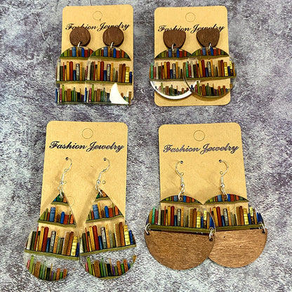 Simple Wooden Book Earrings