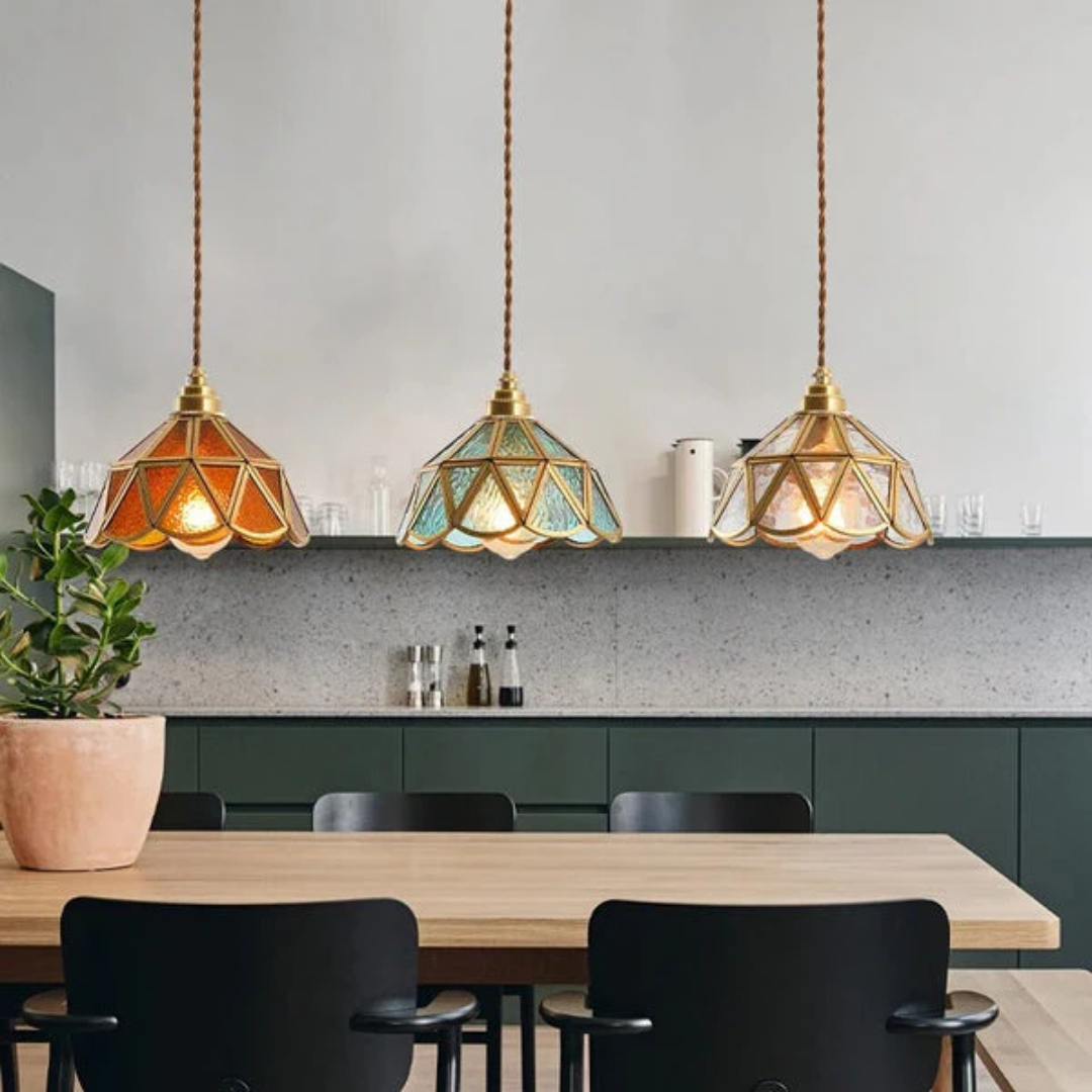Colorful Stained Glass Pendant Light Fixture