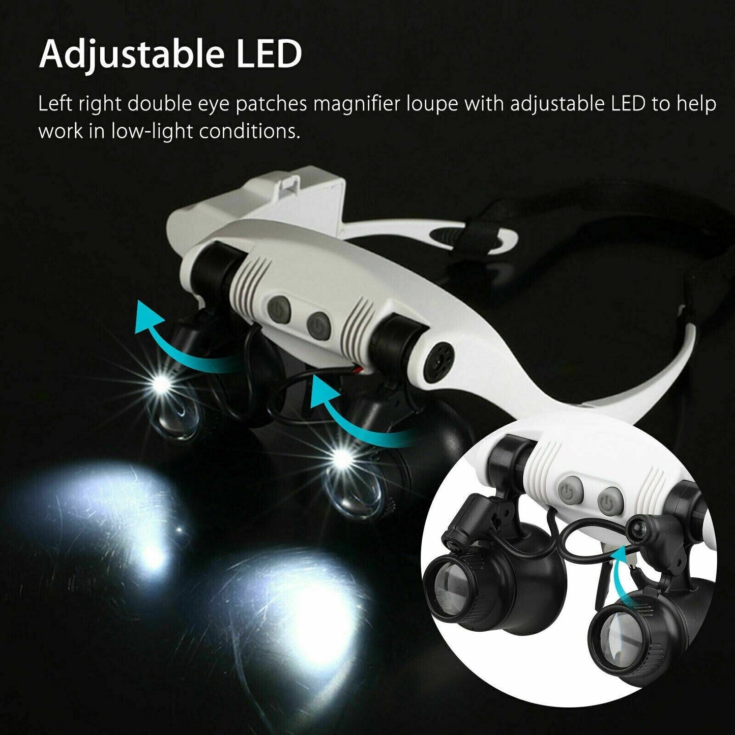 LED Magnifying Headband with Interchangeable Lenses