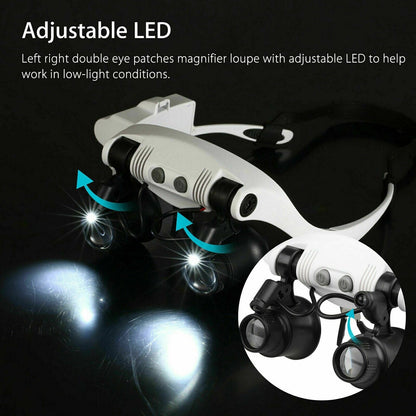 LED Magnifying Headband with Interchangeable Lenses