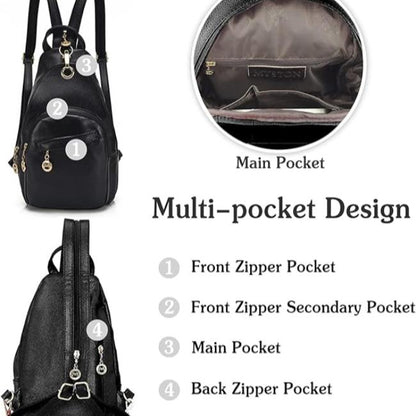Waterproof Women's PU Leather Cross Body Sling Backpack