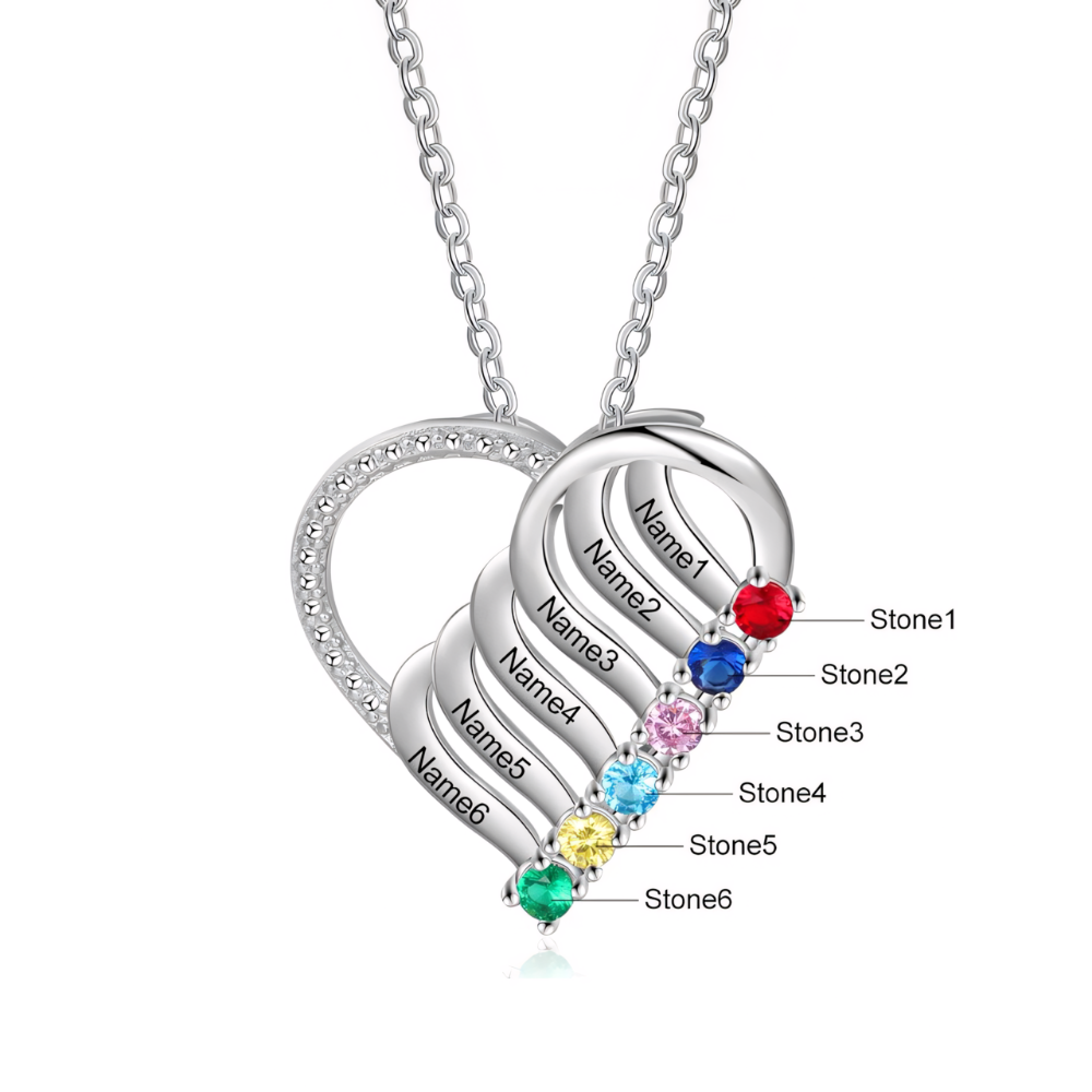 Customizable Heart Pendant Necklace with Birthstone and Name