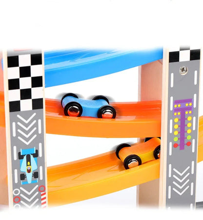 Classic Wood Racing Track for Kids Cars