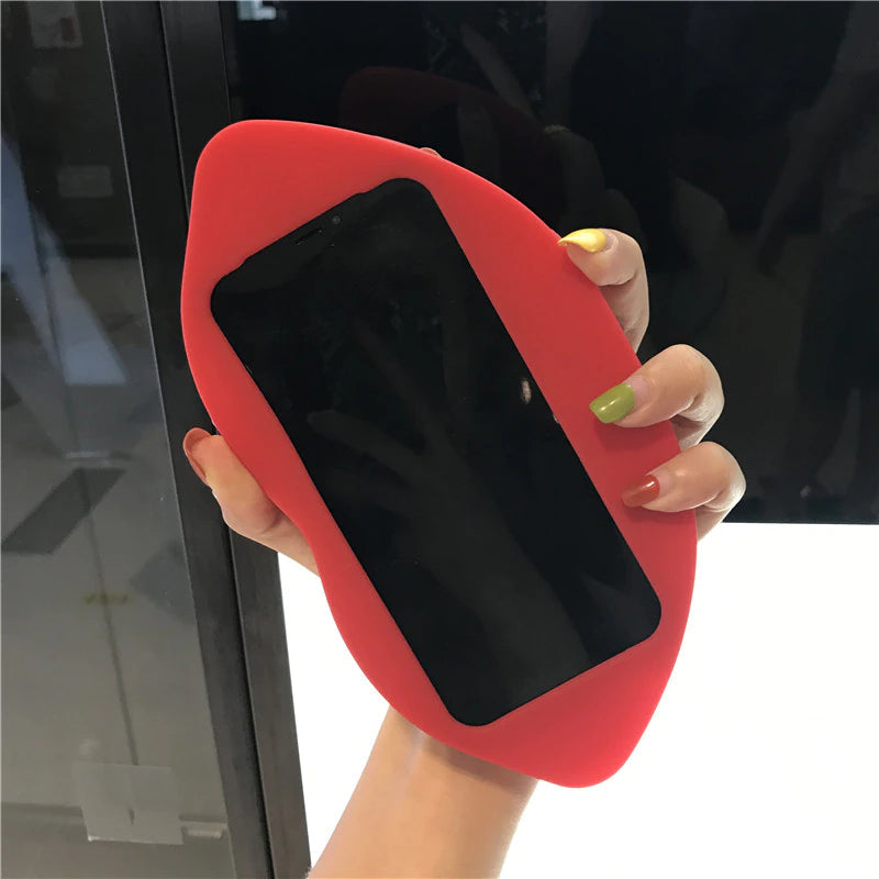 Fun Red Lips Silicone iPhone Phone Case