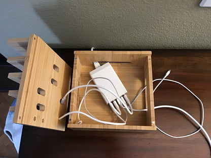 Eco Friendly Bamboo USB Charging Hub and Organizer