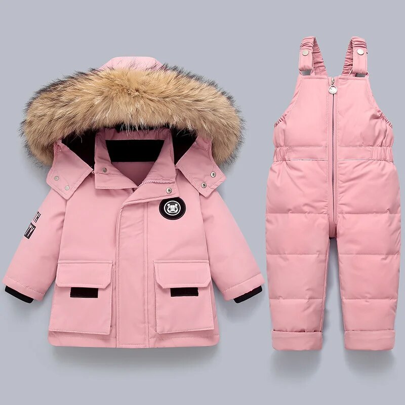 Warm Kids Snow Jacket with Furry Hood
