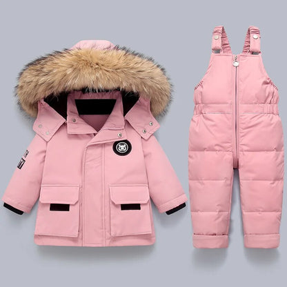 Warm Kids Snow Jacket with Furry Hood