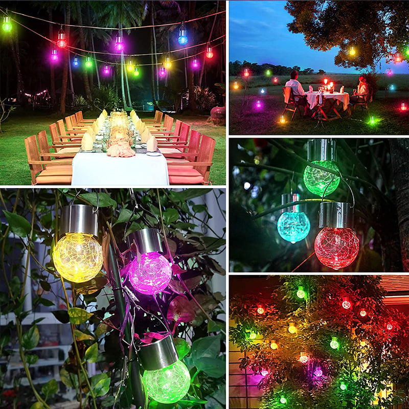 Colorful Cracked Glass Solar Pendant Light
