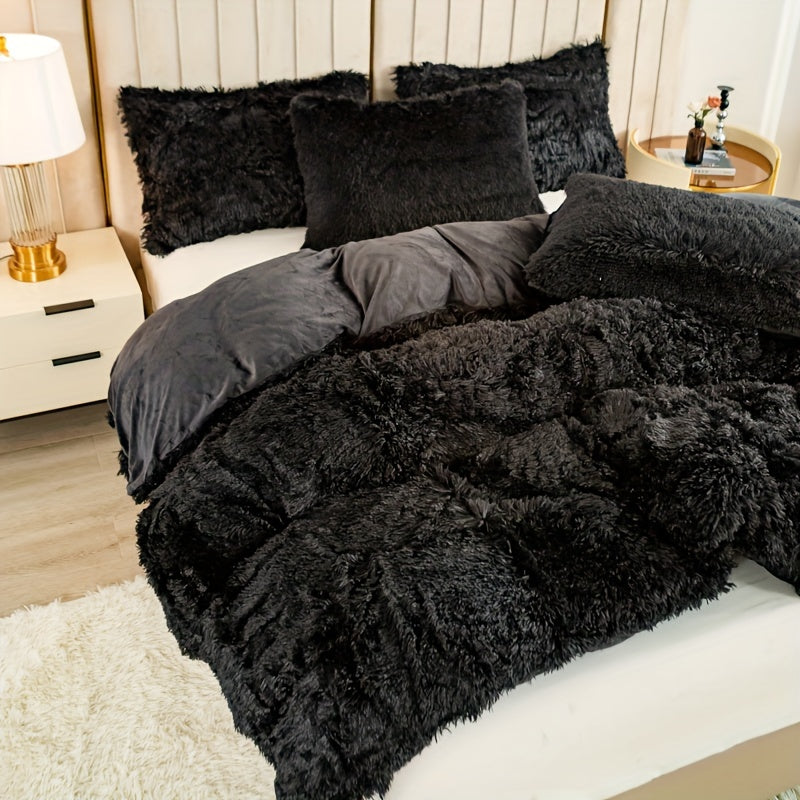 Cozy Fesara Plush Duvet Cover Set with Zipper