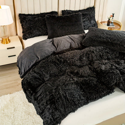 Cozy Fesara Plush Duvet Cover Set with Zipper
