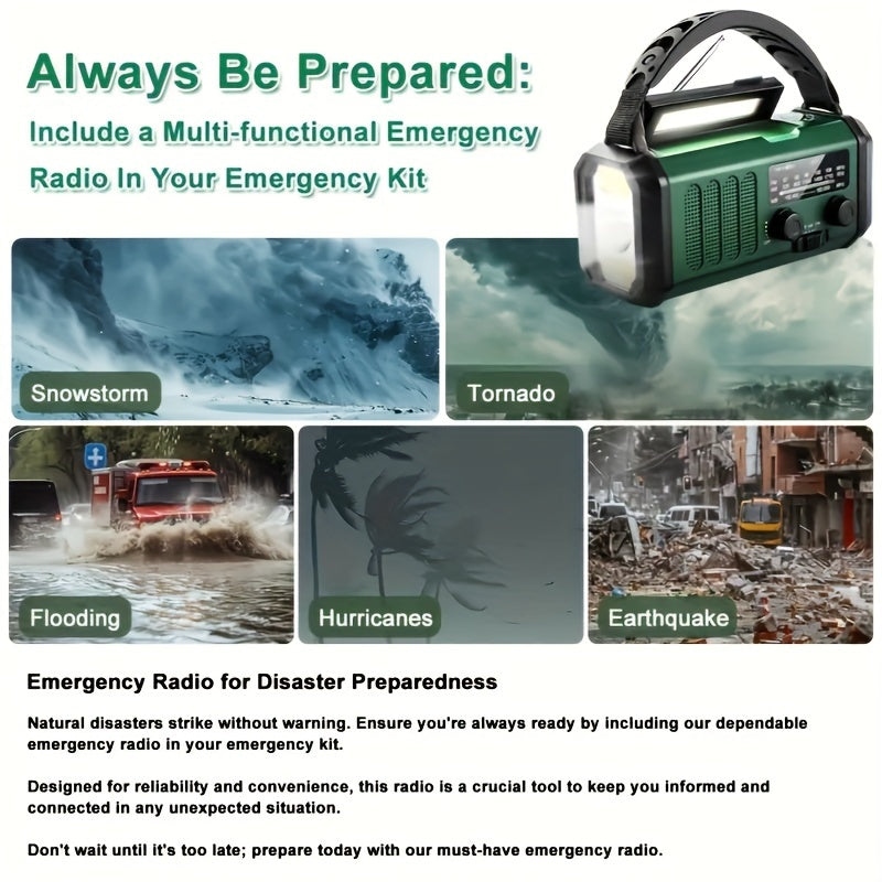 Portable Solar Powered Emergency Radio with Power Bank