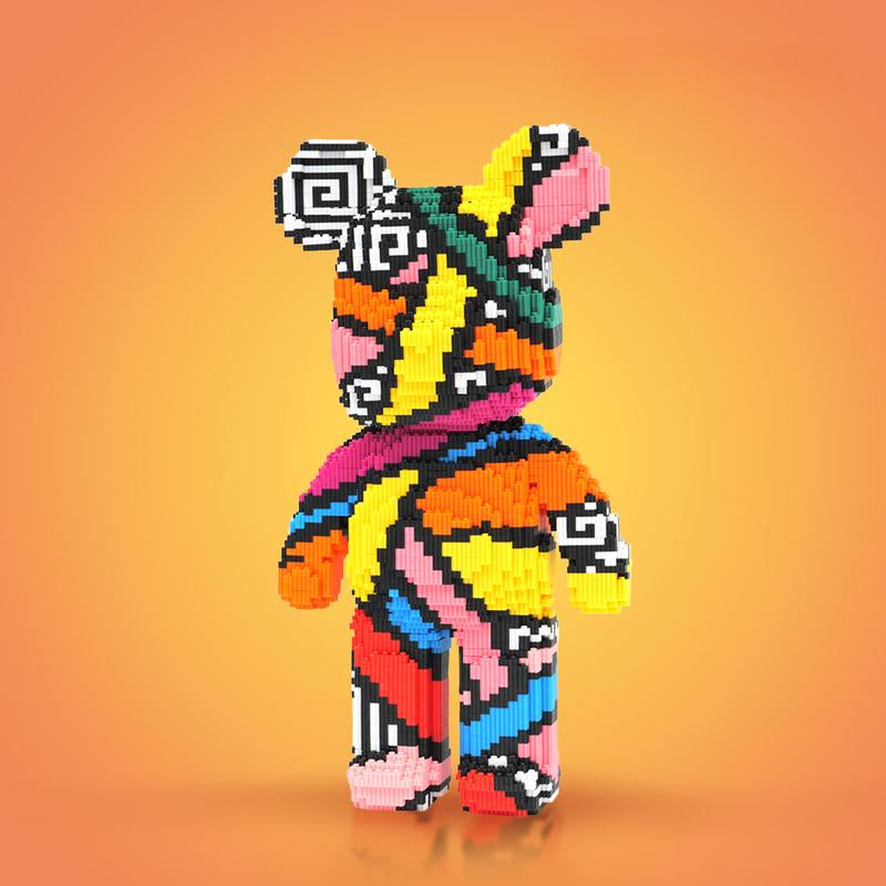 Colorful Building Block Bear Toys - Fun DIY Display Figures