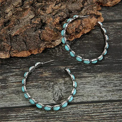 Classic Blue Drop Hoop Earrings