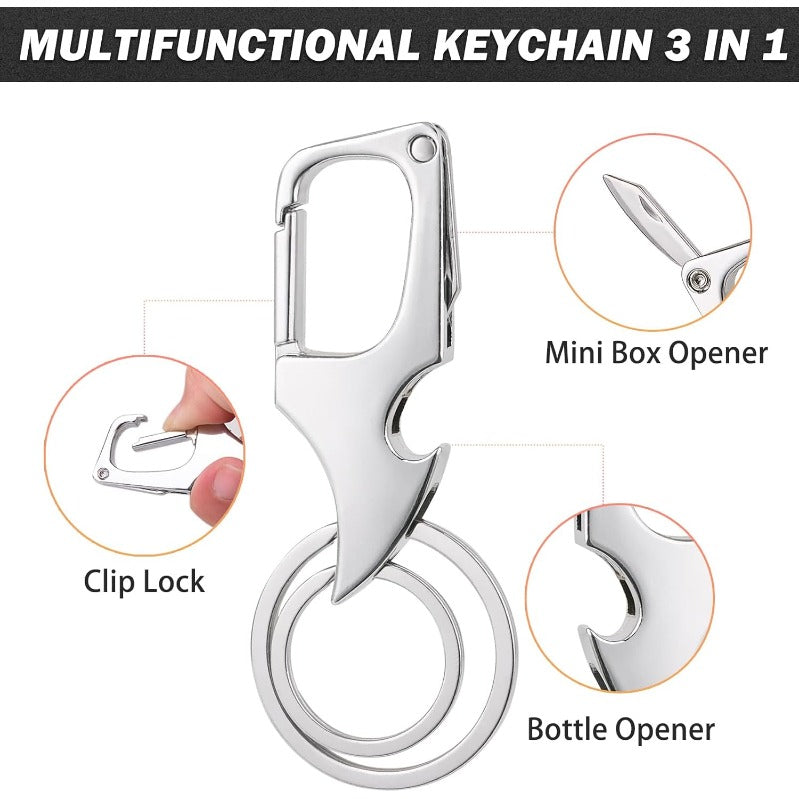 Practical 3-in-1 Keychain Clip with Zinc Alloy