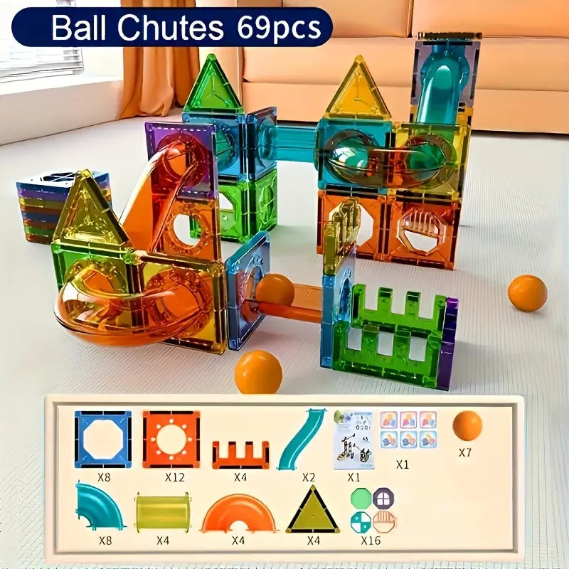 Magnetic Building Blocks Set - 69 Piece Fun Construction Toy