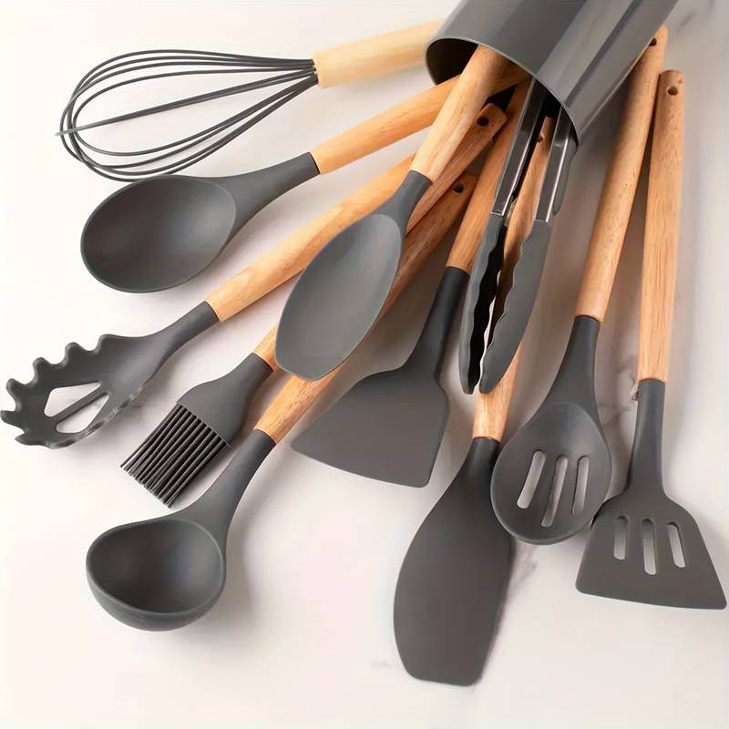 Durable Silicone Kitchen Utensil Set - Heatproof and Non Stick