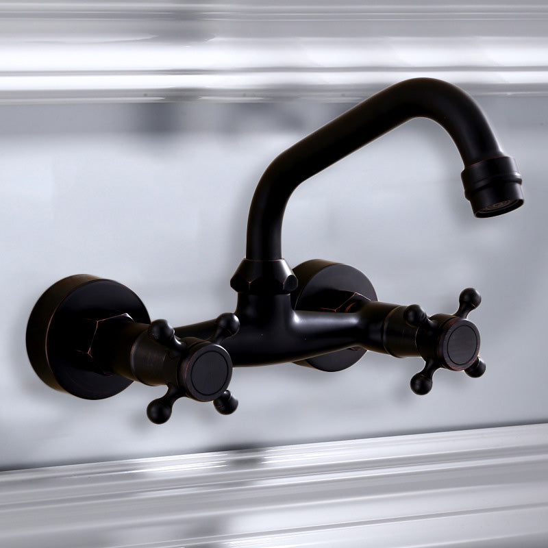 Classic Black Bathroom Sink Faucet Wall Mount Style