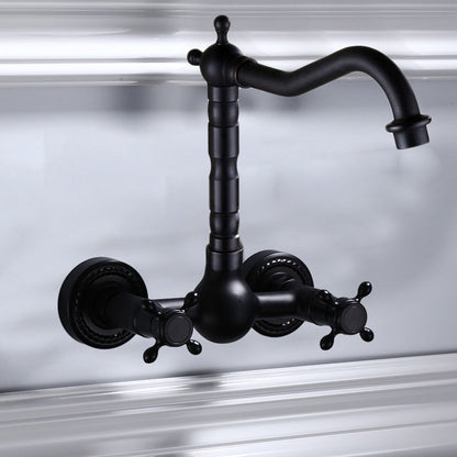 Classic Black Bathroom Sink Faucet Wall Mount Style