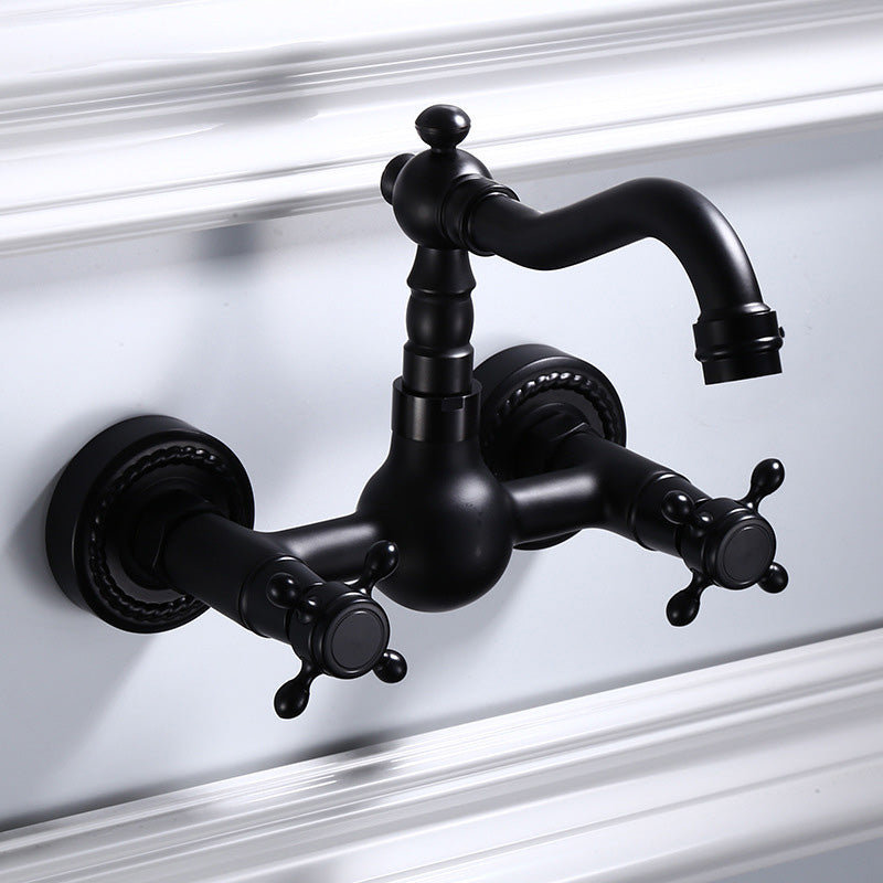 Classic Black Bathroom Sink Faucet Wall Mount Style